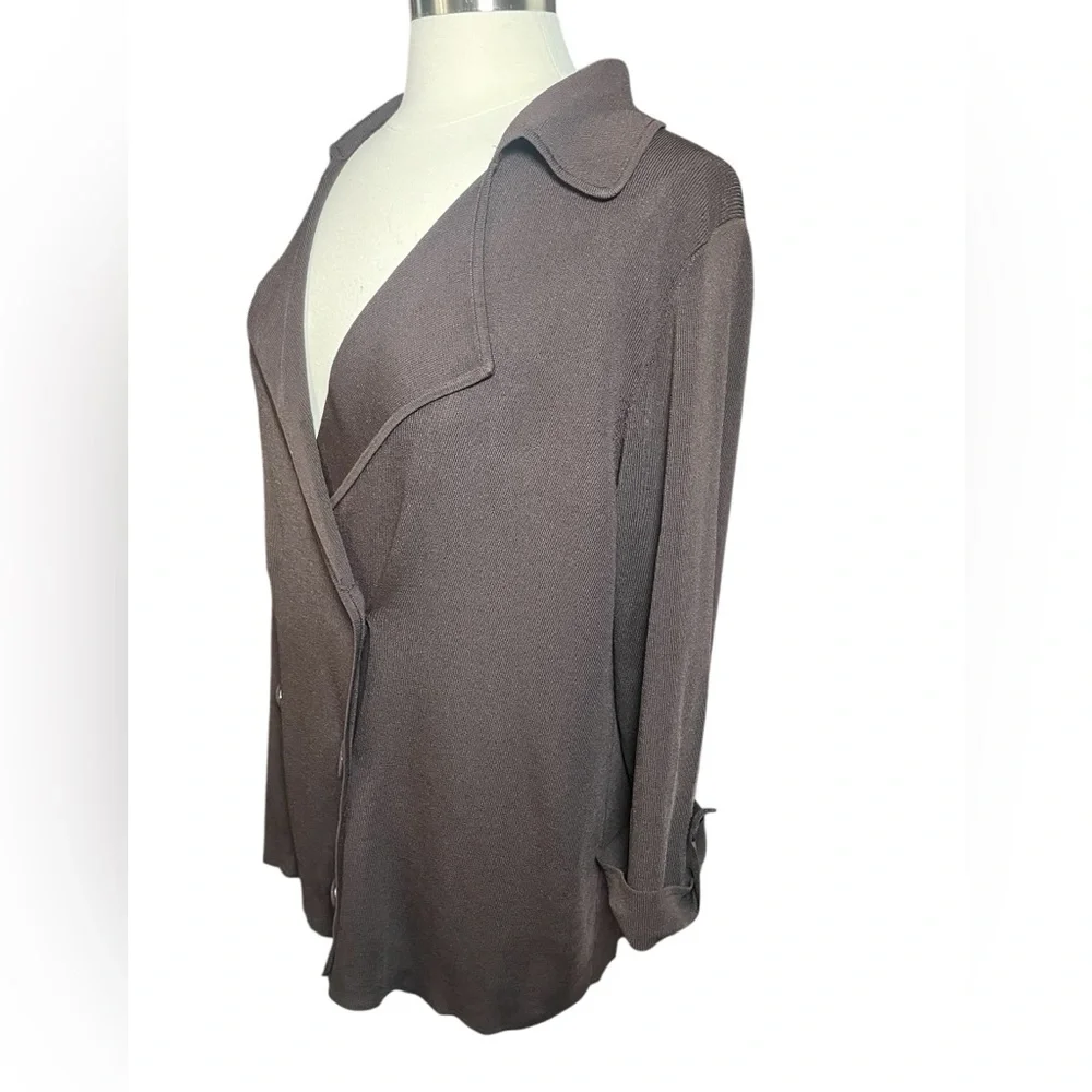 Cable & Gauge Double Breasted Knit Cardigan Chocolate Brown Size 1X - Picture 5 of 6